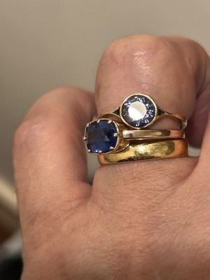 Beautiful Vintage Solid Gold 14ct Tanzanite Solitaire Ring size O  