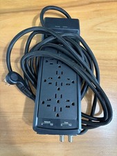 Commercial Electric 15 ft. 12-Outlet Surge Protector with USB-A  USB-C   Black