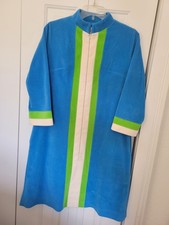 Vintage Vanity Fair House Coat Blue With Green And White Size 10