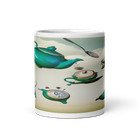 Whimsical Tea Party Floating Teapots Ceramic Mug - 11 oz