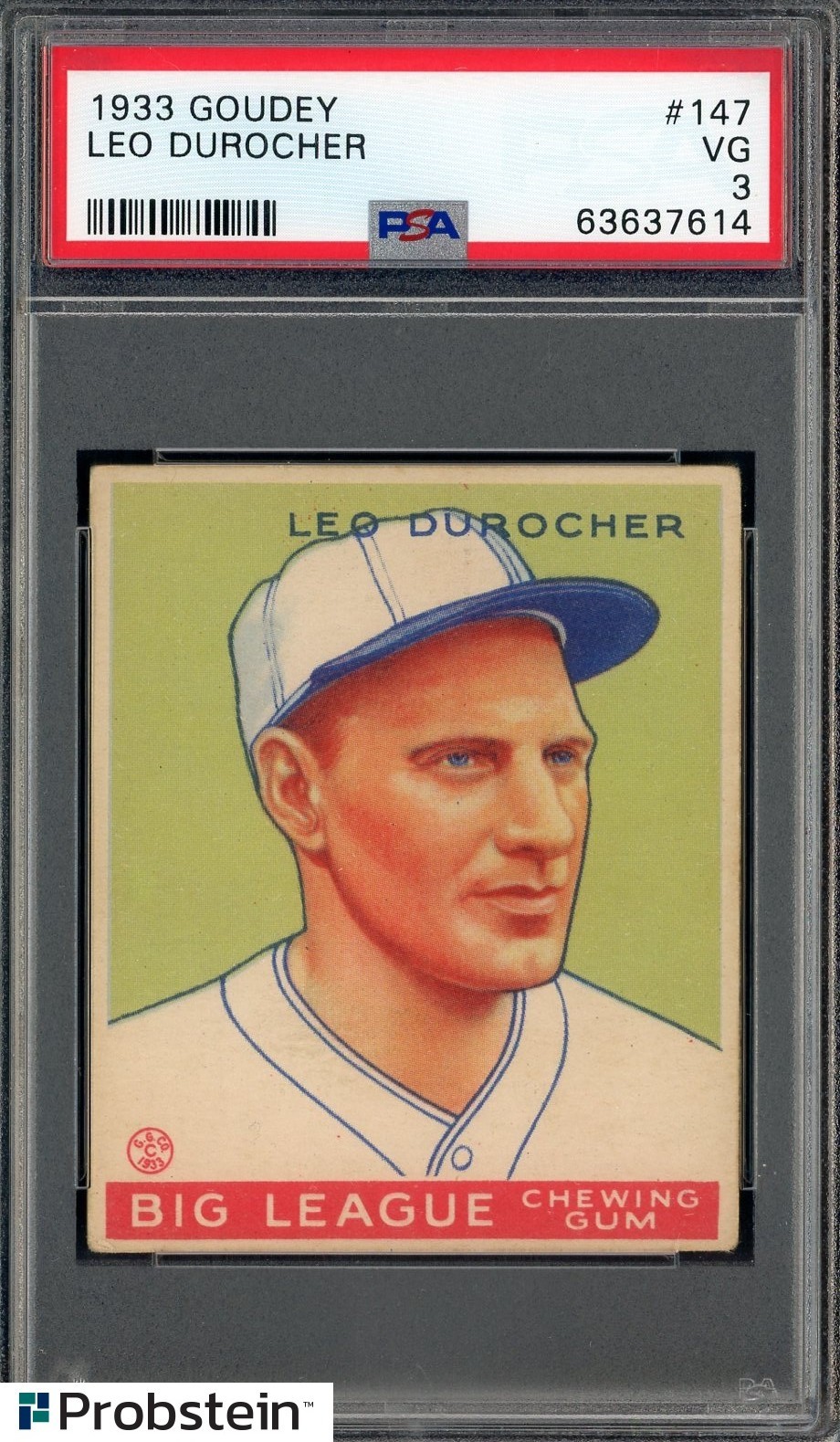 1933 Goudey #147 Leo Durocher St Louis Cardinals HOF PSA 3 VG
