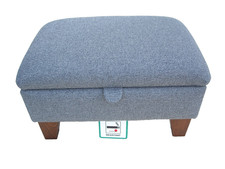 NEXT HAMPTON CHARCOAL FABRIC FOOTSTOOL WITH STORAGE solid beech legs