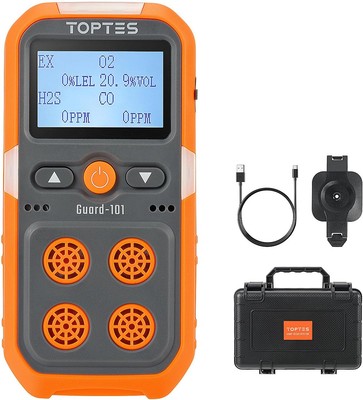 TOPTES Guard-101 Gasmelder 4 Gas H2S CO LEL O2 Alarm Vibration 14h Laufzeit