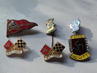 6x ISLE OF MAN TT ENAMEL Badges 1957 1962 1968 1980 1982 2000