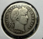 1914 Barber Silver Dime 90% Silver - Nice Looking Circulated US Coin