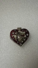 Monet Heart Angel Enamel w  Rhinestones Trinket Box 