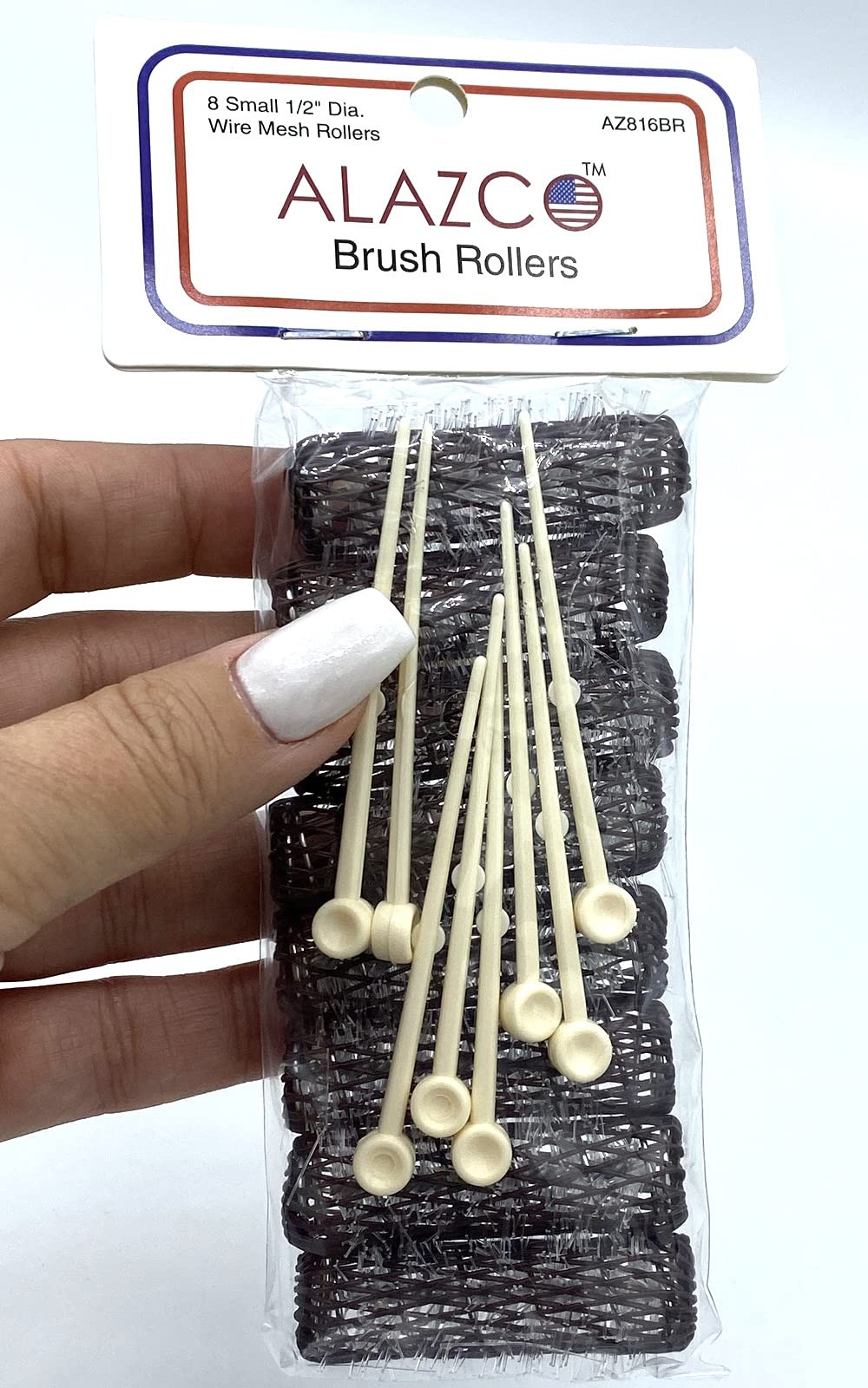 16 pc Vintage Style Hair Roller Mini Small Brush Rollers Mesh Curlers Bristle...