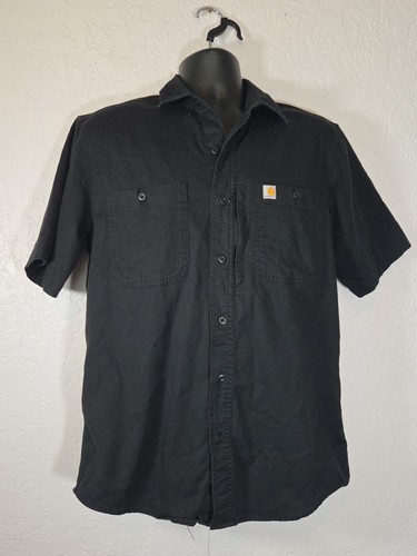 Carhartt Shirt Mens Medium Black Button Down Rugged Flex Relaxed Fit