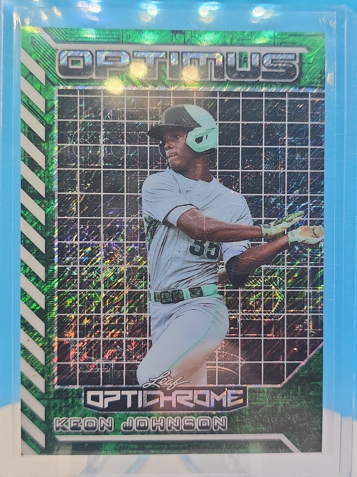 2025 Leaf Optimus Optichrome Keon Johnson Pre-Production Proof 1/1 Green Shimmer