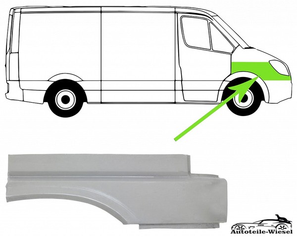 Reparaturblech KotflüGel FüR VW Transporter Bus Verzinkt Rechts Vorne 90-03-image