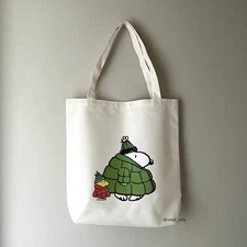 Snoopy & Woodstock Peanuts Winter Puffer Canvas Medium Tote Bag