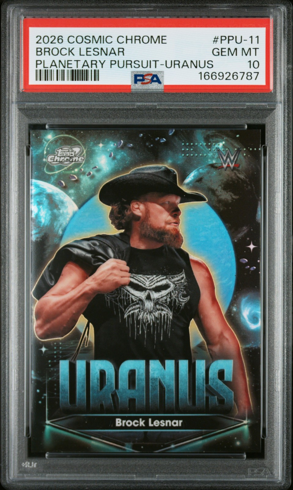 2026 TOPPS COSMIC CHROME WWE PLANETARY PURSUIT URANUS BROCK LESNAR PSA 10