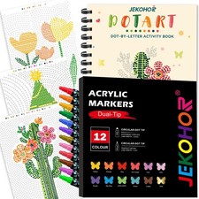 Coloring Book,Dot By Letter Art Meditations with 12 PCS Acrylic Marker,Mindfu...