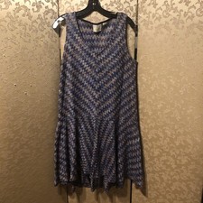 Anthropologie Maeve Blue Purple Multi-Color Chevron Dress Size Medium M