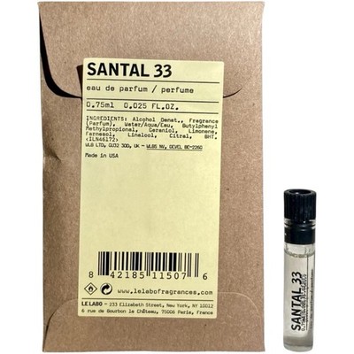 LE LABO Santal 33 Eau De Parfum Sample Spray Vial Mini 0.75ml/.025oz Authentic