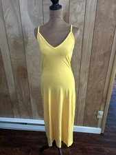 Forever 21 F21 Women’s Yellow Spaghetti Strap MIDI Dress Size Large L NWT