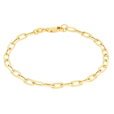 10k Yellow Gold 3mm Paperclip Chain Rolo Elongated Link Cable Bracelet Womens 7"