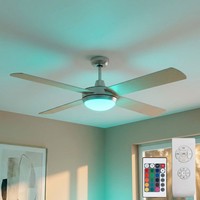 Deckenventilator Deckenlampe Led Rgb Dimmbar Fernbedienung Vor RüCklauf D 132 Cm