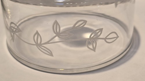 PRINCESS HOUSE Small Round Etched Glass Covered Butter Jam Dish Heritage Cute! - Picture 4 of 8