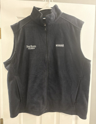 Four Roses Bourbon Columbia Men's Black Full Zip Fleece Vest w/ Pockets Logo XL
