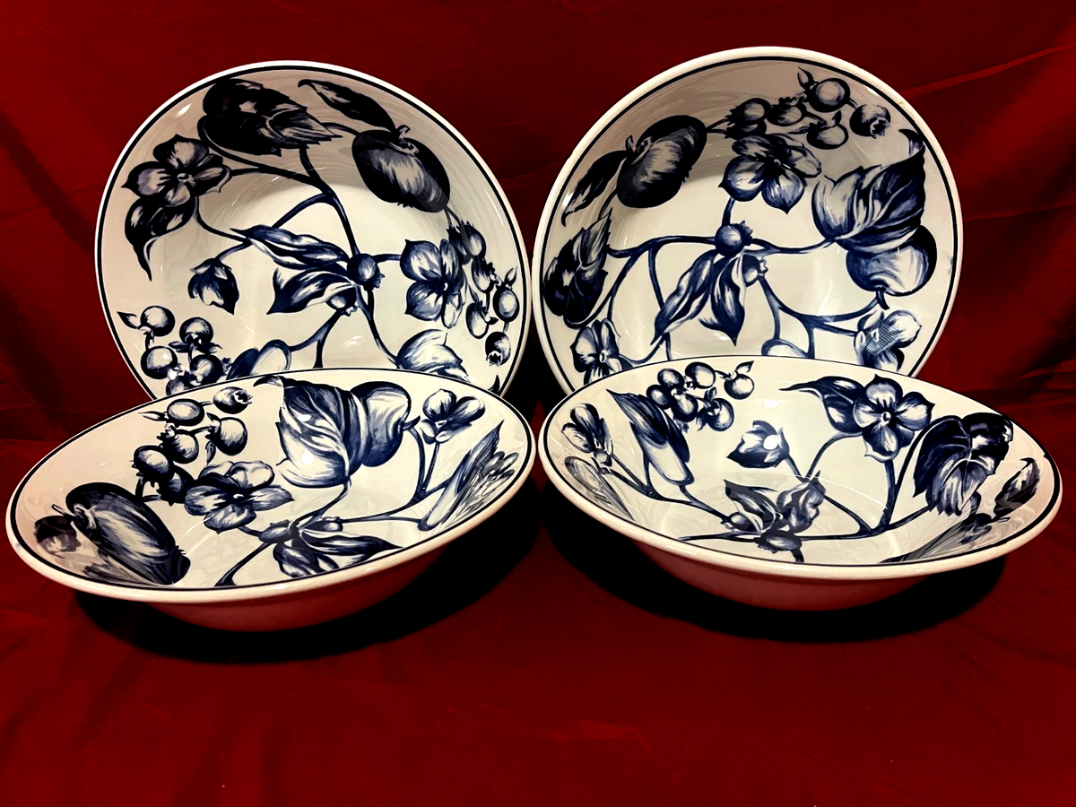 La Primula Quadrifoglio Blue & White Set Of 4 Pasta/Serving Bowls