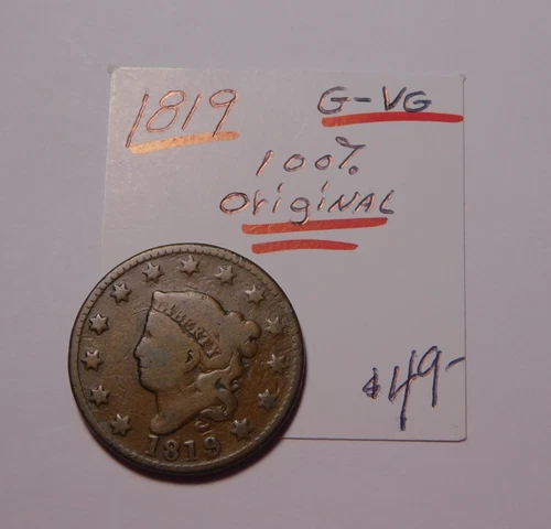 Photo of a 1819-P Large Cent from an eBay listing that sold on Jul 22, 2026