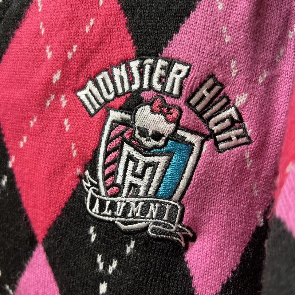 Monster High - Suéter Argyle Negro y Rosa - Tema Caliente - Recortado - Mediano Foto 2 de 4