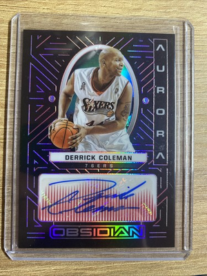 #ad Panini Obsidian Aurora Autographs Derrick Coleman Electric Etch Purple 5 $65.00
