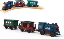 Battery Operated Train for Wooden Track, 3Pcs Motorized Train Toy for 3 4 5 Year