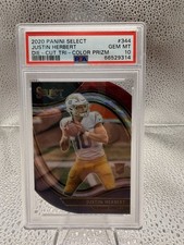 2020 Panini Select #344 Justin Herbert Die Cut Tri Color Prizm rookie PSA 10