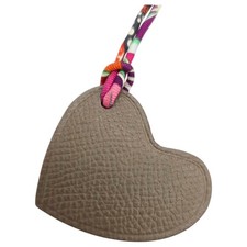 Hermes Petit H Mini Couple Heart Charm Epsom Togo Etoupe Dark Brown