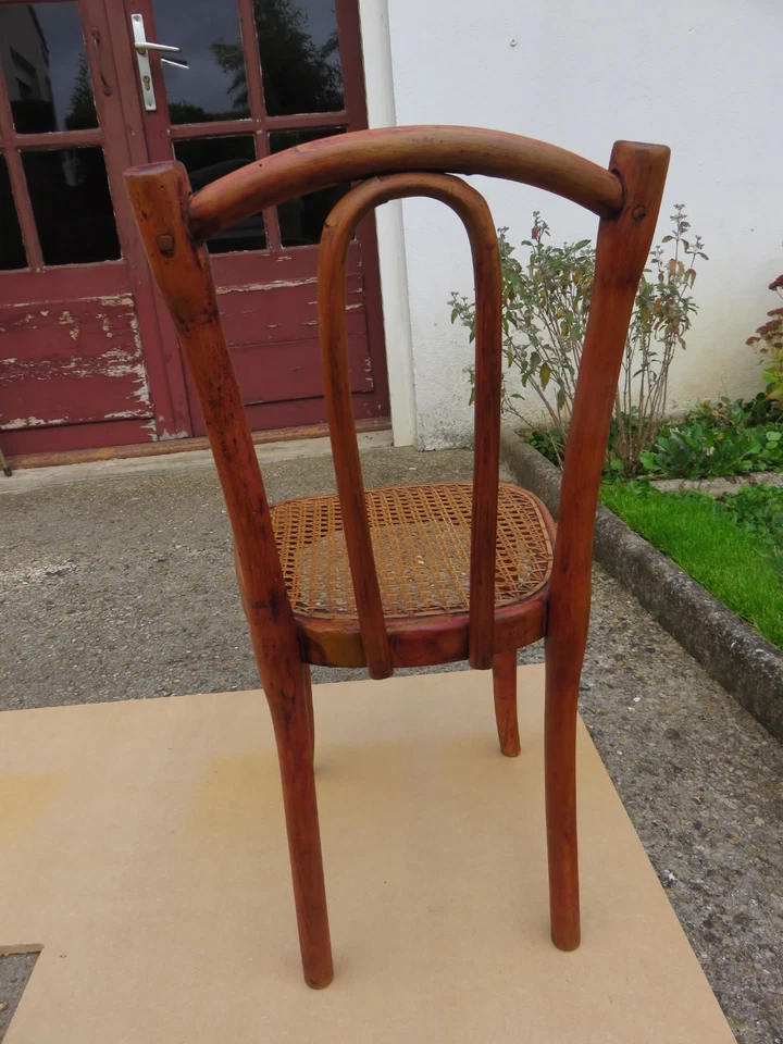 Ancienne chaise d'enfant THONET bois courbé, assise cannée - bistrot - Photo 3/4