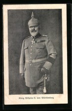 AK Portrait von König Wilhelm II. von Württemberg in Uniform mit Pickelhaube 