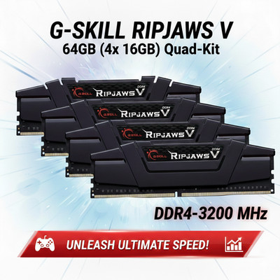 64GB DDR4 G.Skill Ripjaws V Arbeitsspeicher 3200MHz (F4-3200c16Q-64GVK) quad-kit