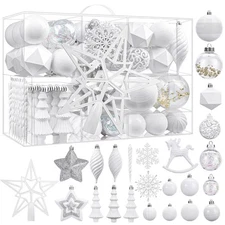 100pcs Christmas Tree Decorations Ornaments Set, Shatterproof Plastic Baubles...