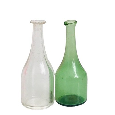 2 Dollhouse Miniature Artisan Gerd Felka Glass Bottles Hand Blown Mini Germany H