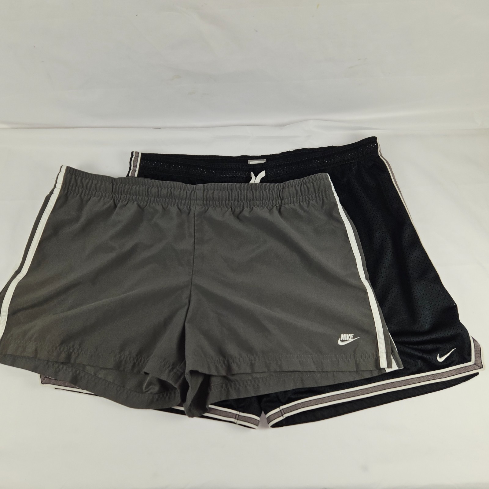 VTG Y2K Nike Shorts Womens XL  Black White Gray Tag Mesh  Athletic LOT OF 2 pair