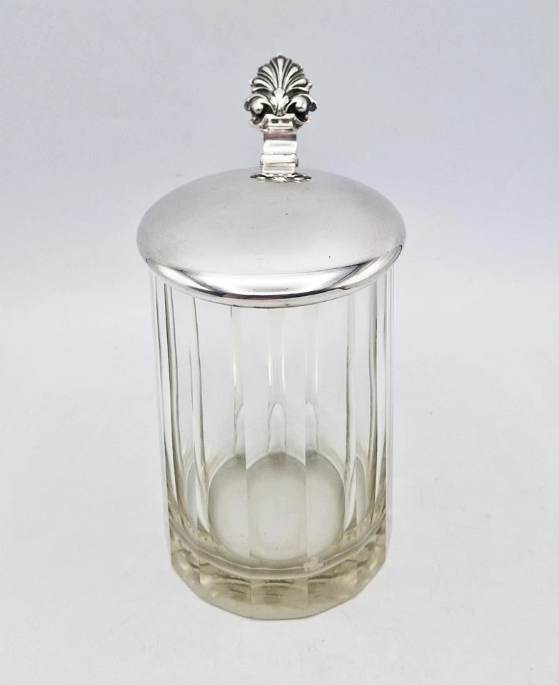 PLACA DE PLATA ALEMANA FINA WMF PIEDRA DE VIDRIO CORTADO CUBIERTO / JARRA c1900 Foto 4 de 4