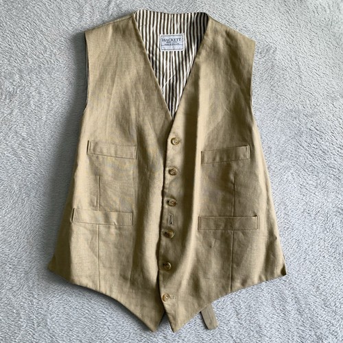 Hackett Waistcoat Mens Light Brown Beige Irish Linen Morning Coat Weddings Ascot