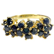 925 Sterling Silver Ring Round Blue Sapphire 3mm Natural Gemstone Jewelry Size 8