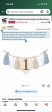 Boho Blue Handmade 1st Birthday High Chair Banner First Highchair Banner For Bab