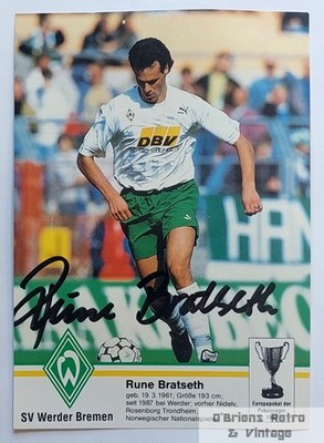Rune Bratseth Signed Postcard   Werder Bremen   Original Autograph   DBV Sponsor