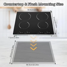 3000W 110V Cooktop 4 Burners Electric Built-in Cooktop Sensor Touch Control