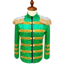 Men Sequin Tuxedo Suit Blazer Party Prom Showman Costume Coat Top Jacket