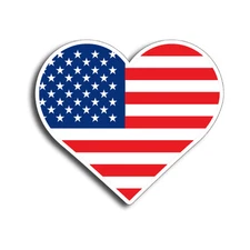 Heart USA Flag Sticker United States America US Star Stripe Door 4" Vinyl Decal