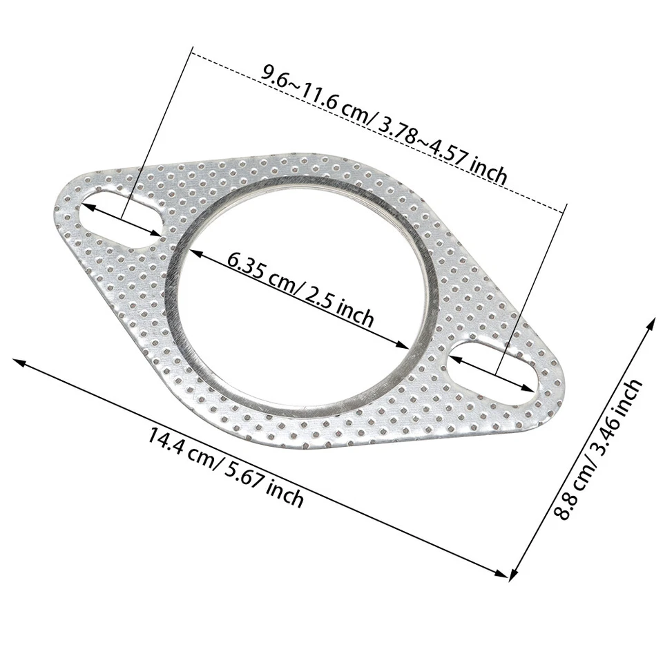 5Pcs 2.5'' Steel Cylinder Exhaust Gasket Flange 2 Bolt High Temp Exhaust Gasket — 第 3/4 张图片