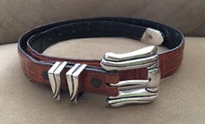 Vintage Vincenza Sterling Silver Ranger Belt Buckle Set & Calfskin Size 32 Belt