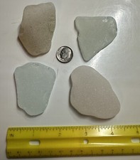 Genuine Beach Sea Glass 4 Piece Lot Large Pieces Surf Tumbled