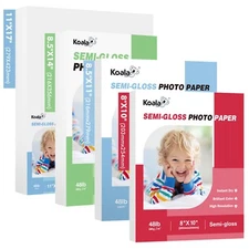 Lot 100-300 Ct Koala 48lb Photo Paper 8.5x11 8x10 11x17 Semi-gloss Inkjet Laser