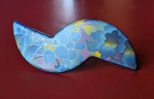 4" Barrette Hair Clip Floral Blue Pink Yellow Silver Glitter Lotus Flower France